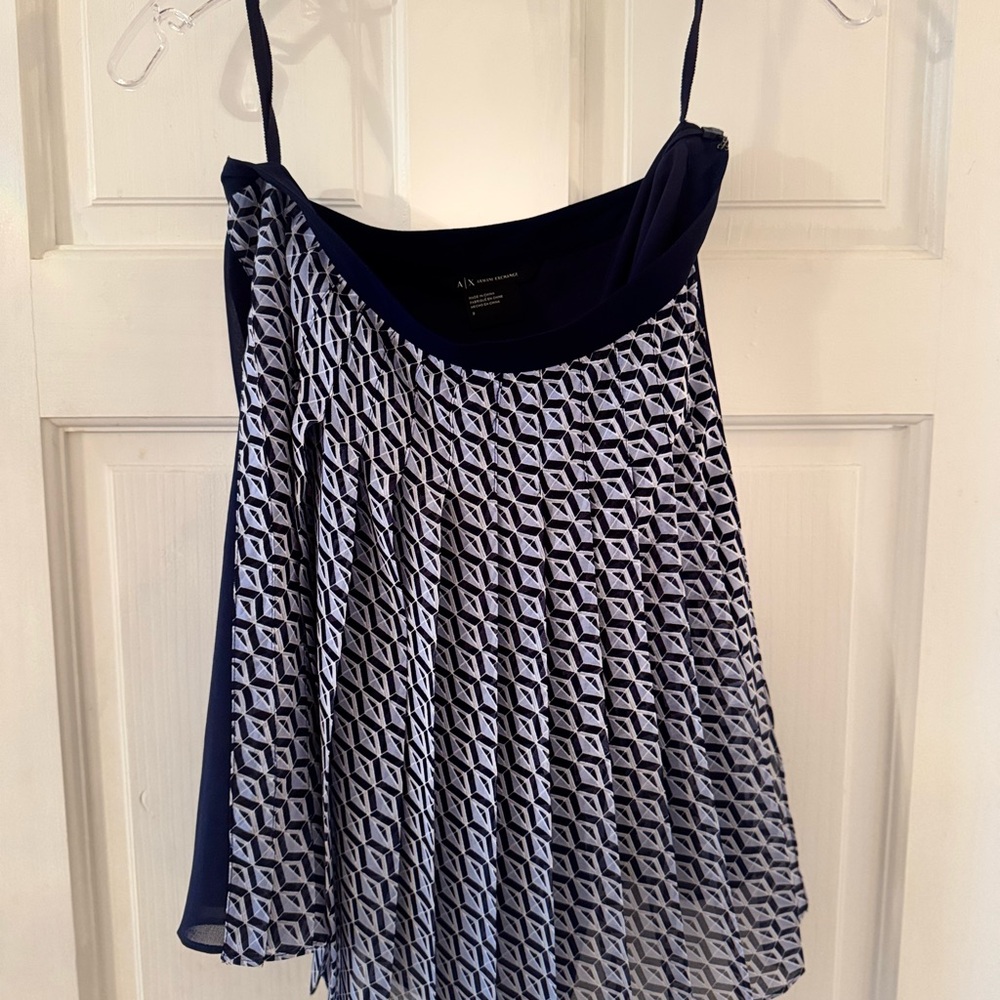 Armani Exchange Navy and White Pattern Skirt